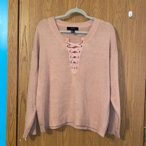 LAST CHANCE - Blush lace-up sweater (FOREVER 21)